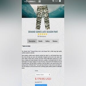Wonrate Gear Demand Series Late Season Pant – Camo – Men’s Medium